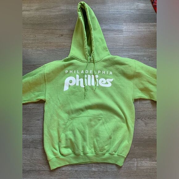 Philadelphia Phillies Sweatshirt Hoodie Pullover Sweatshirt Lime Green Comfy M - Picture 2 of 7